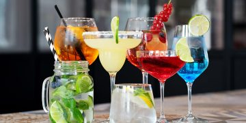 Bar. Various cocktails on the table